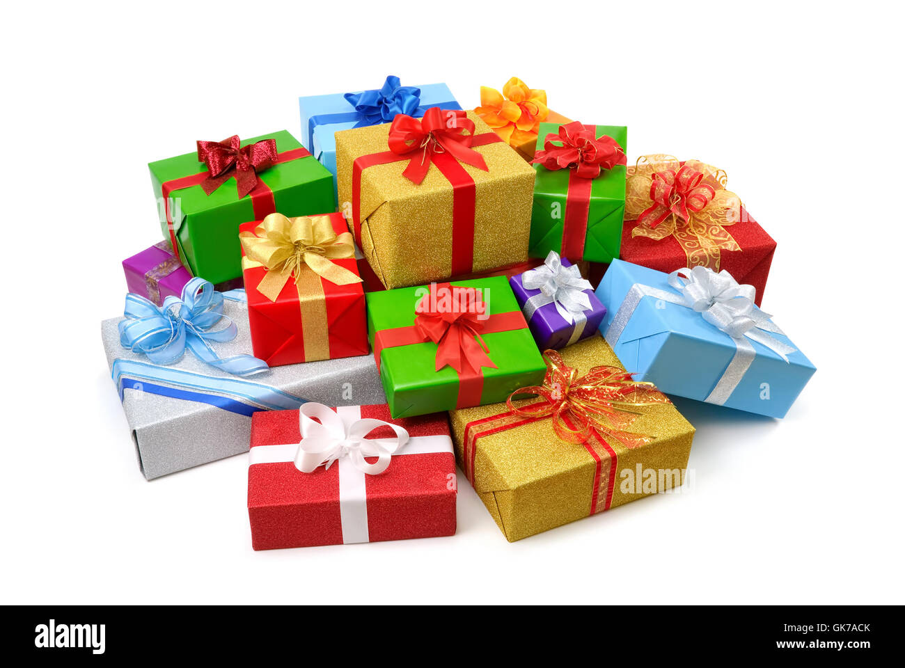 cheerful bunch of colorful gifts Stock Photo