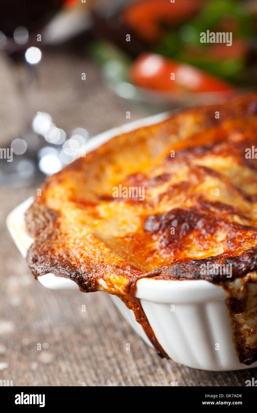 lasagna in a baking dish Stock Photo