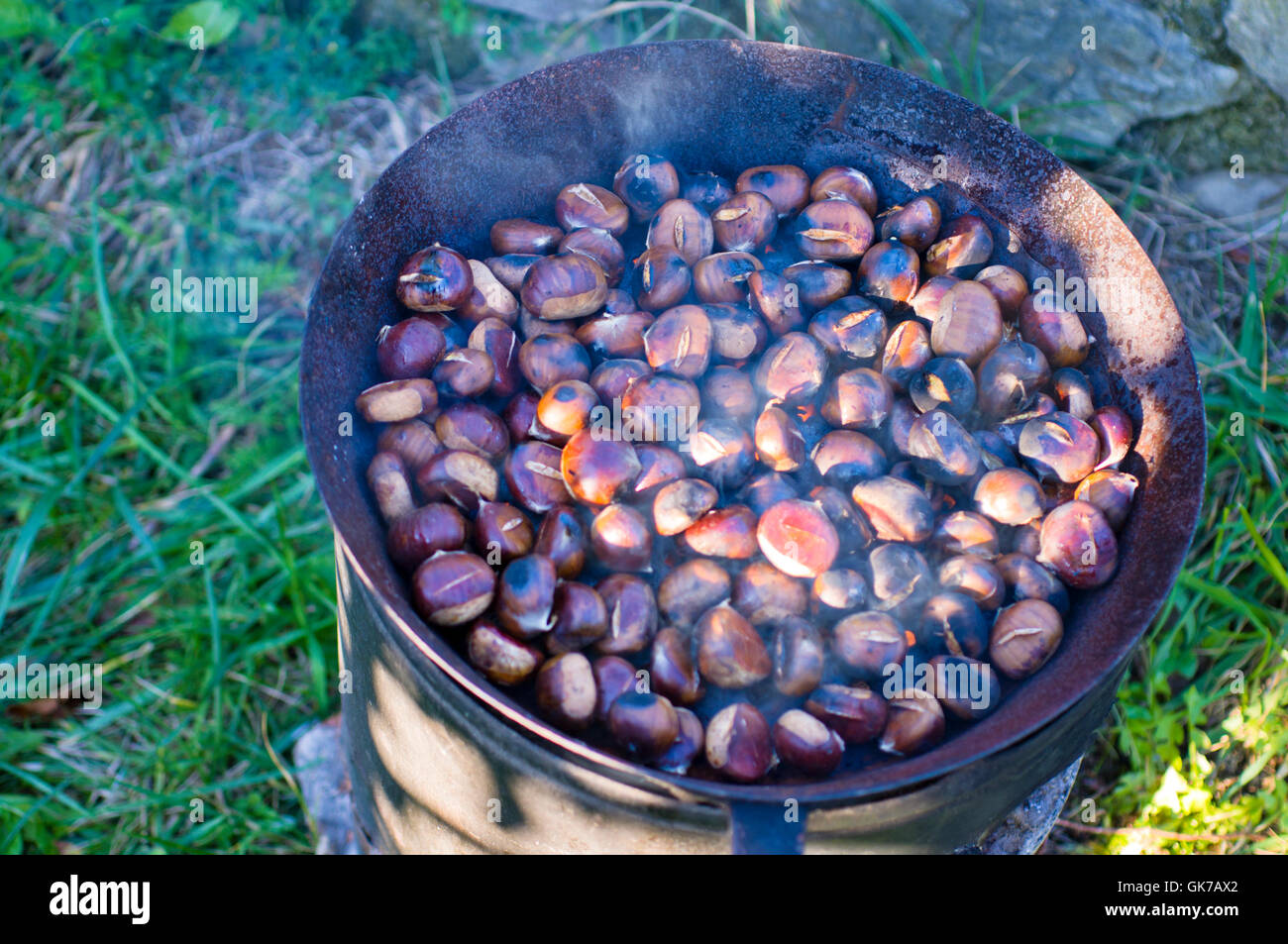chestnuts roast fry Stock Photo
