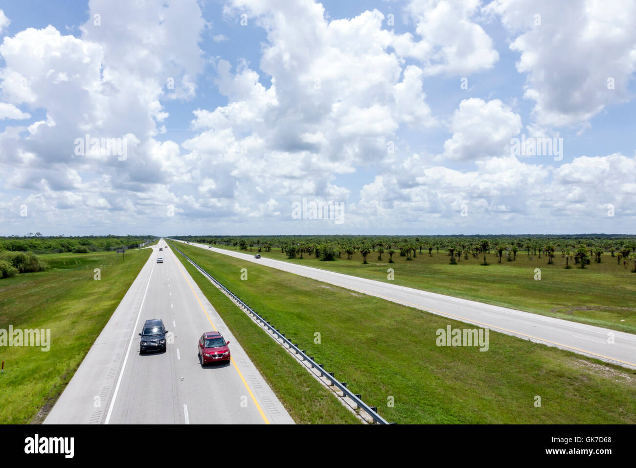 Florida Collier County,Interstate 75,I-75,Interstate Highway System,Everglades,State Road 29,view from overpass,panoramic view,Alligator Alley,tolled Stock Photo