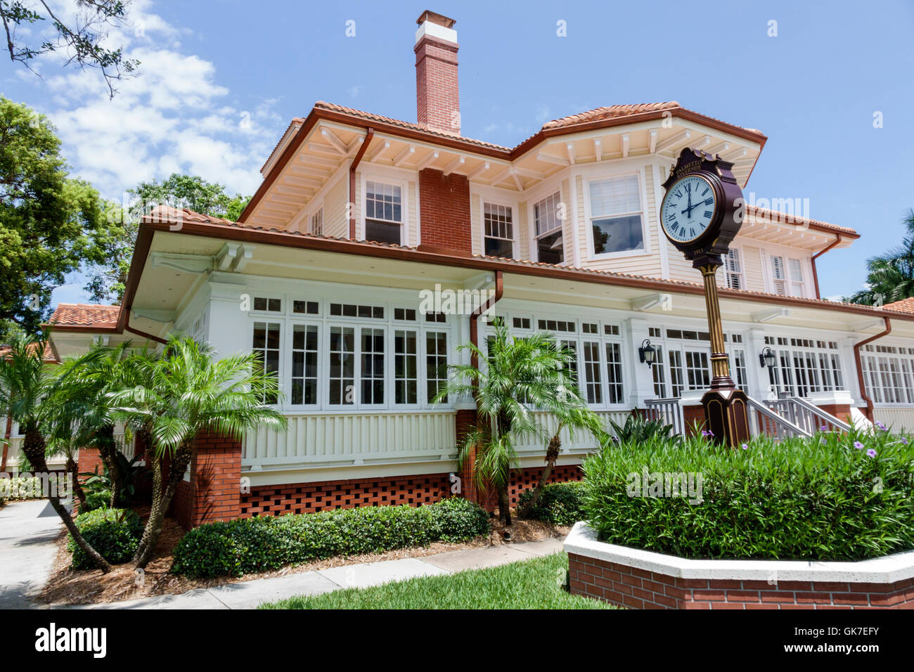 Florida Palmetto,Palmetto Riverside Bed & Breakfast,historic home,landmark,1913,guesthouse,exterior,garden,Sears Catalog Home,kit home,Sears,Roebuck & Stock Photo