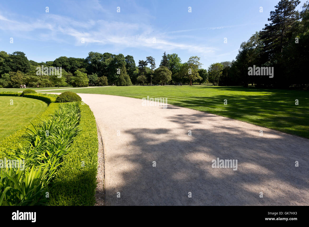 Summer landscape with green grass, road and clouds Stock Photo - Alamy