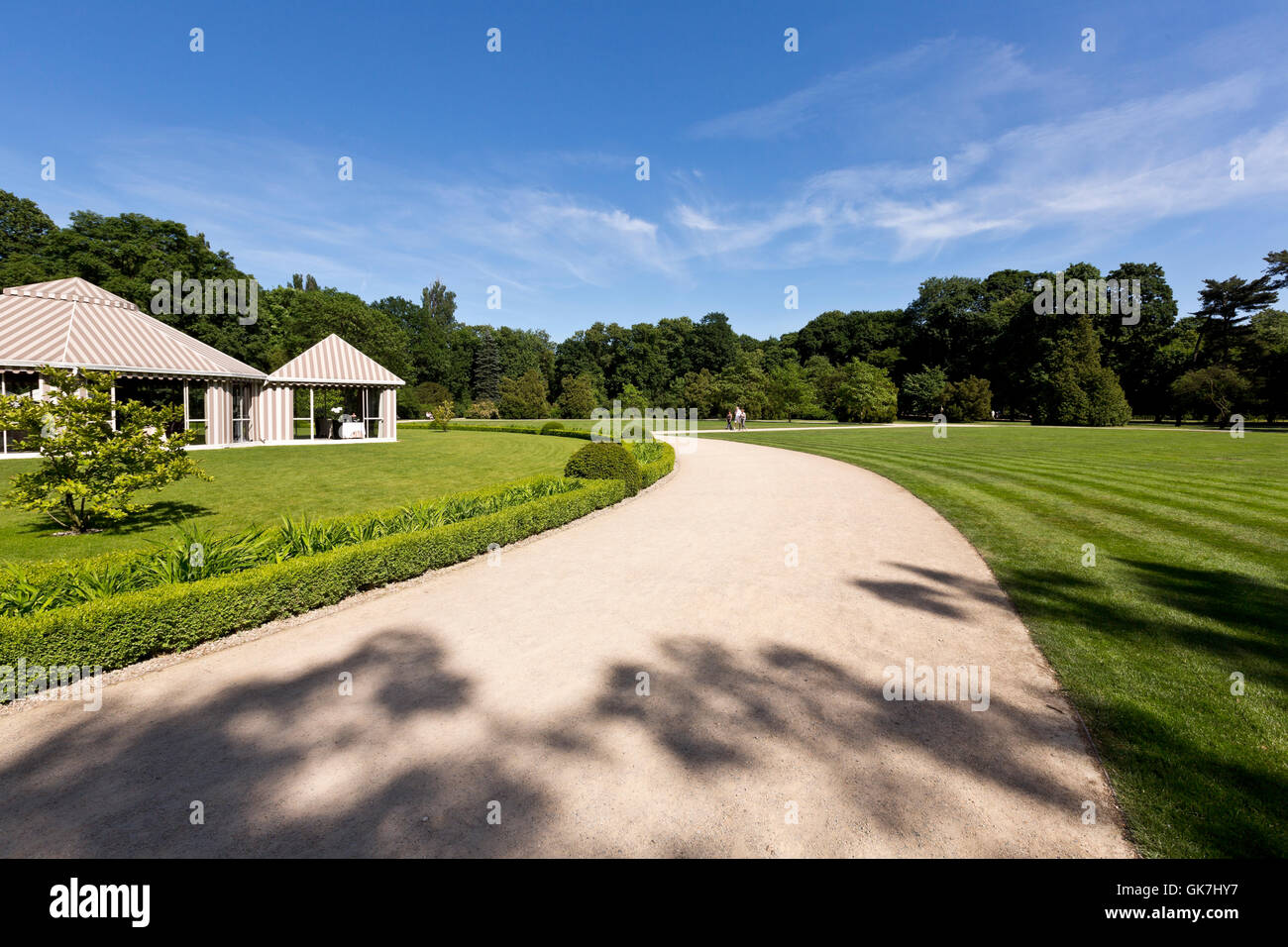 Summer landscape with green grass, road and clouds Stock Photo - Alamy