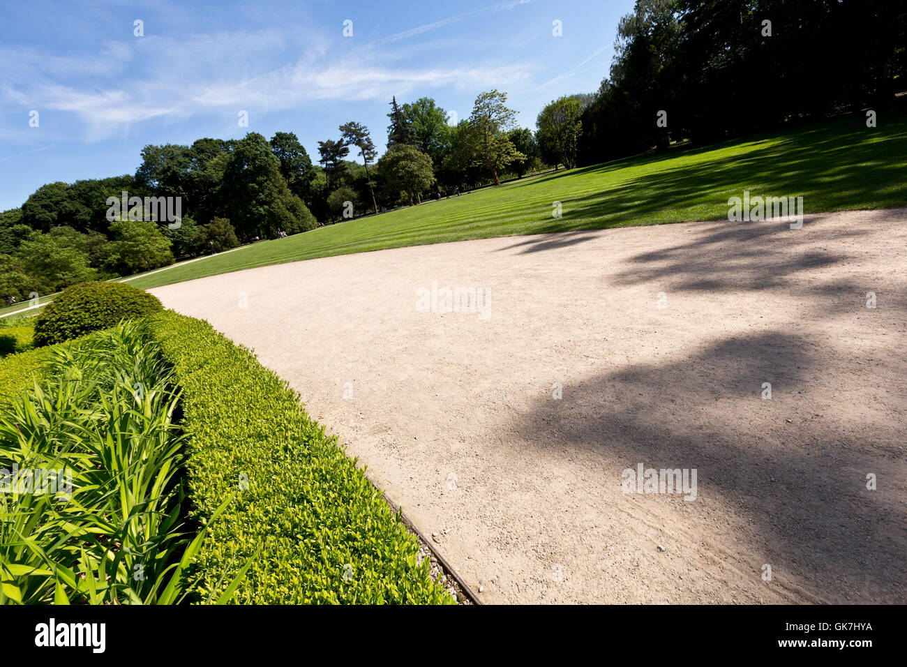 Summer landscape with green grass, road and clouds Stock Photo - Alamy