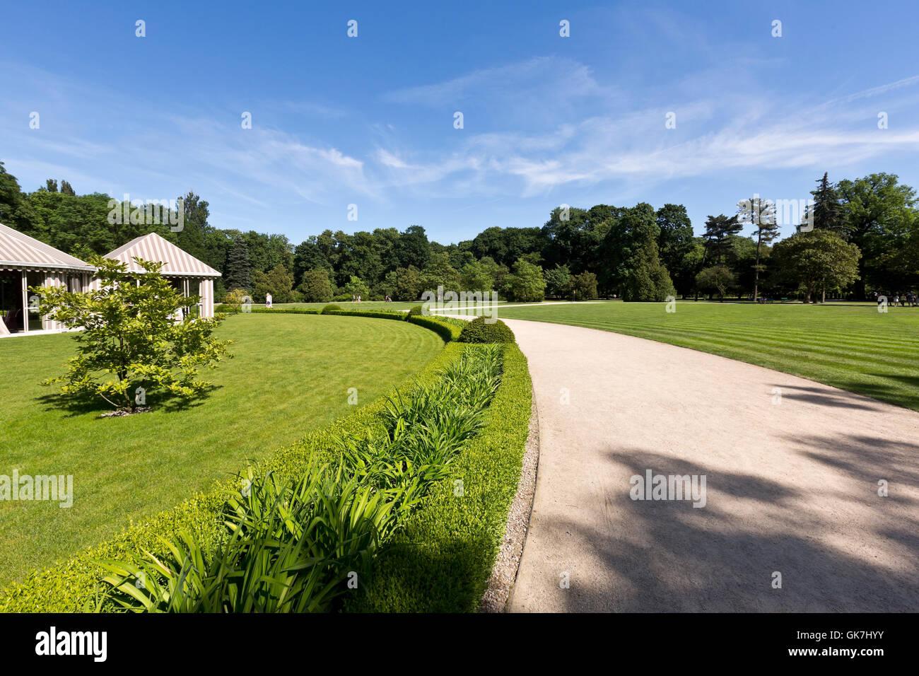 Summer landscape with green grass, road and clouds Stock Photo - Alamy