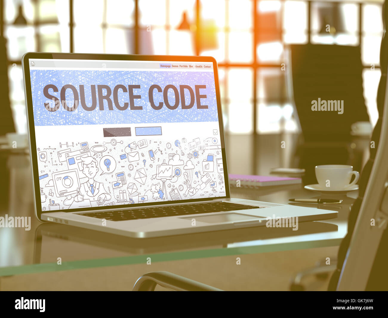 Source Code - Concept on Laptop Screen. Stock Photo