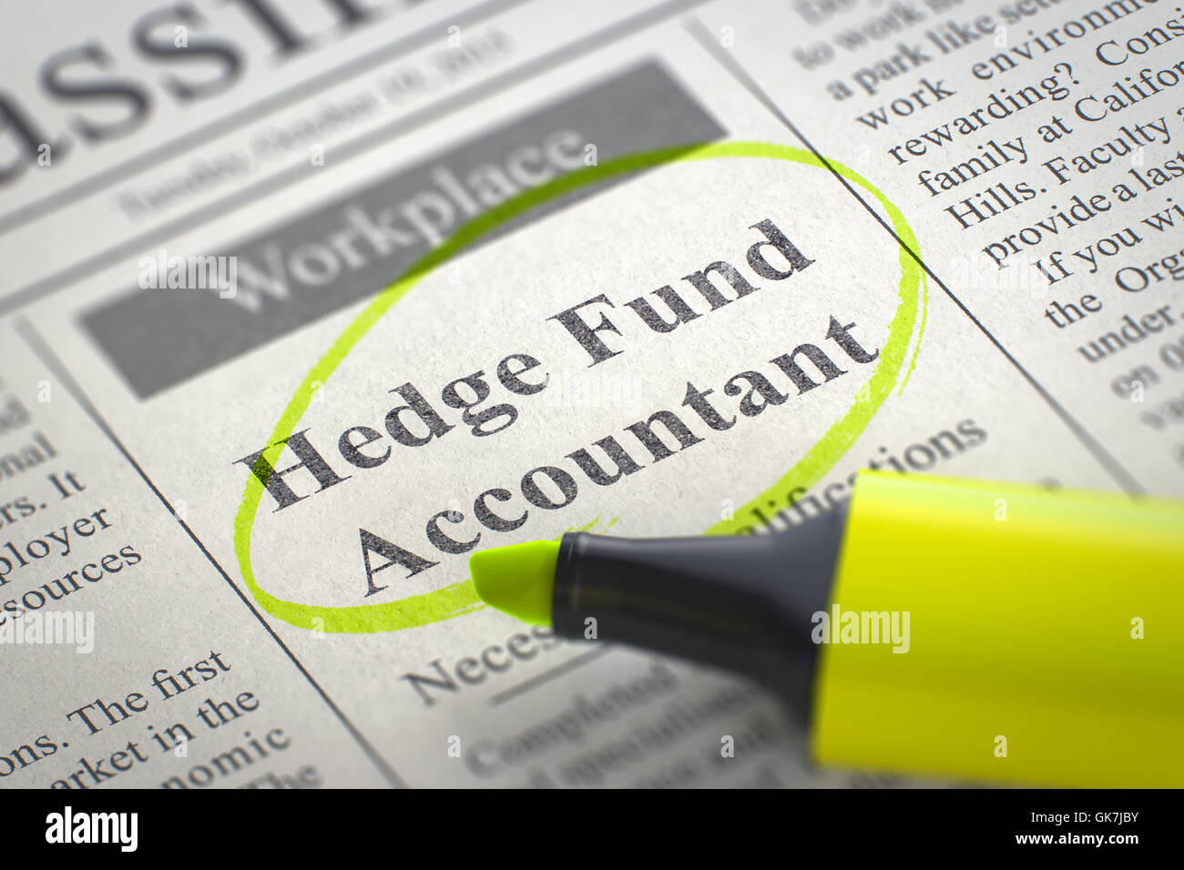 Hedge Fund Accountant Wanted. Stock Photo