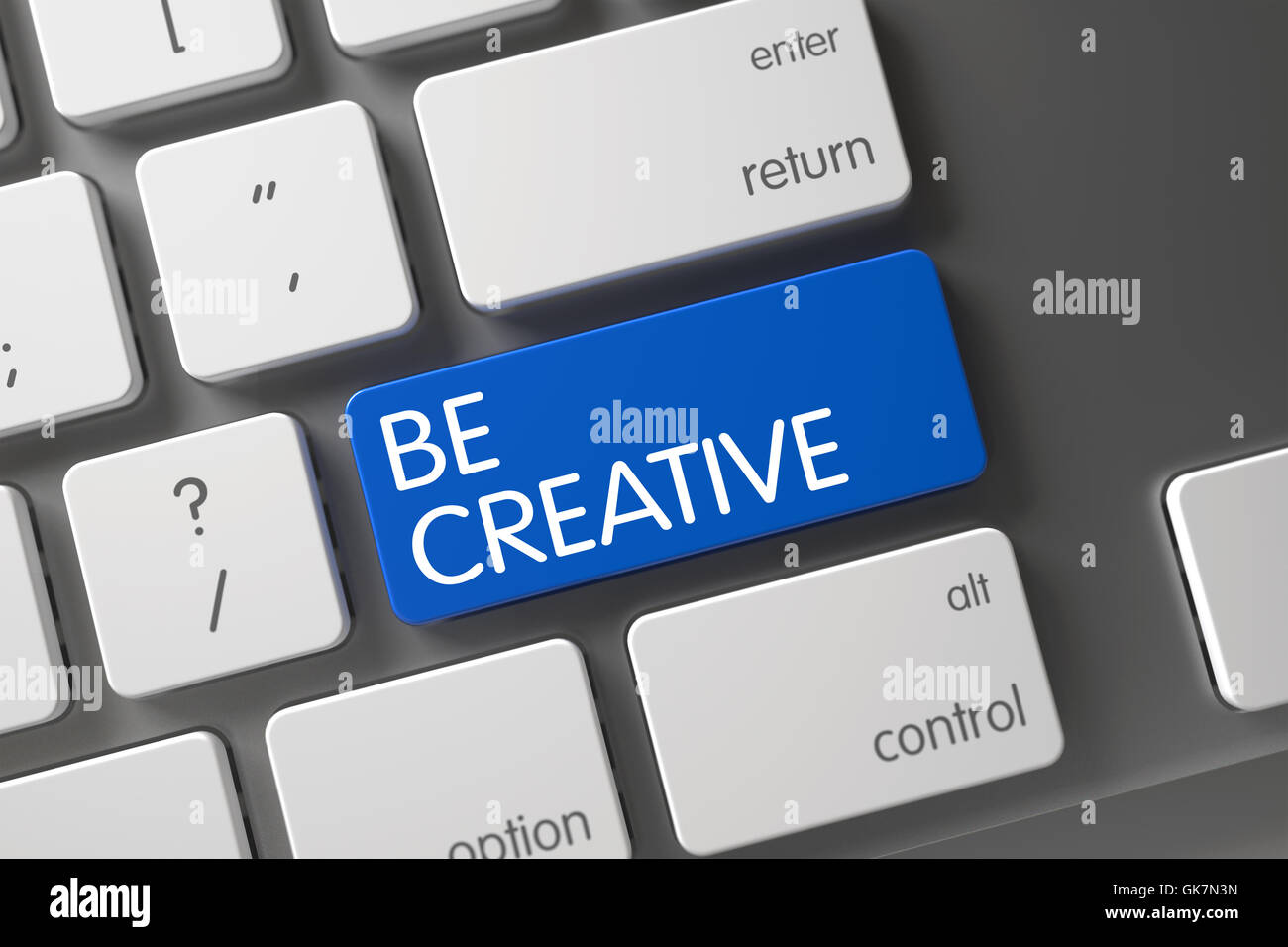 Blue Be Creative Button on Keyboard. Stock Photo