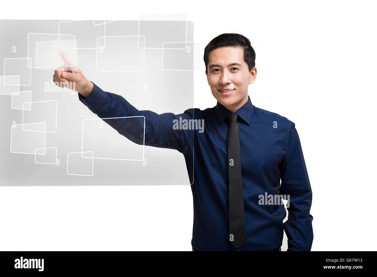 Science and technology business man using a touch screen Stock Photo ...