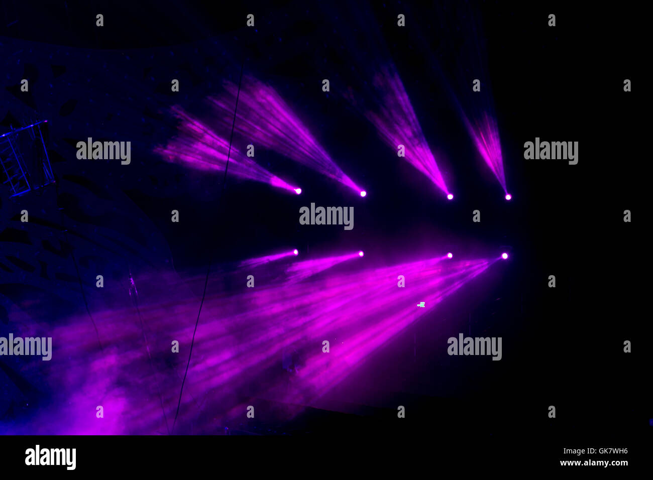 Blue stage lighting, light show concert Stock Photo Alamy