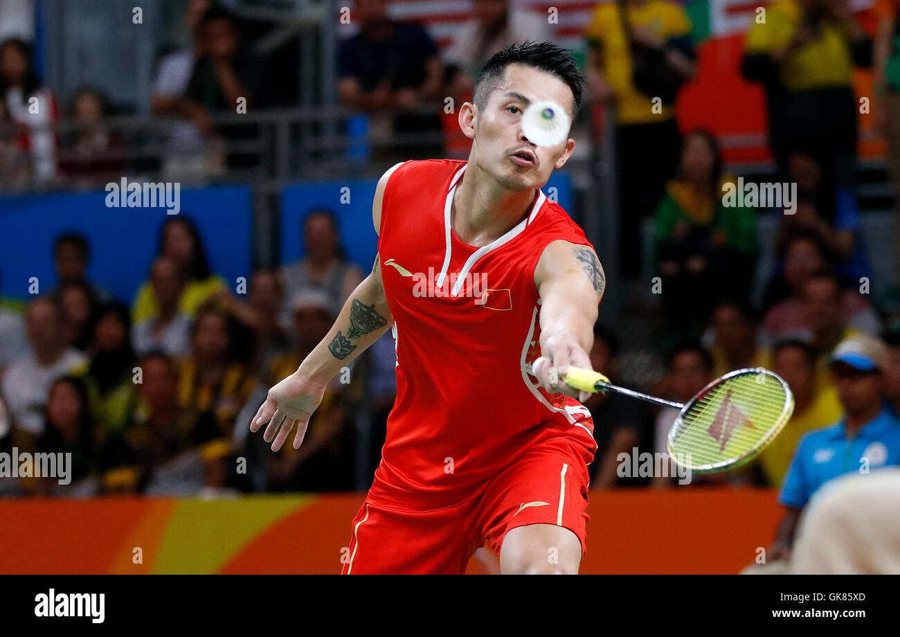Rio de Janeiro, Brazil. 19th August, 2016. OLYMPICS 2016 BADMINTON - Dan LIN China (CHI) faces Lee Chong Wei of Malaysia (MAS) for the semi-finals of the Badminton 2016 Olympics held in Hall 4 Riocentro. Credit:  Foto Arena LTDA/Alamy Live News Stock Photo