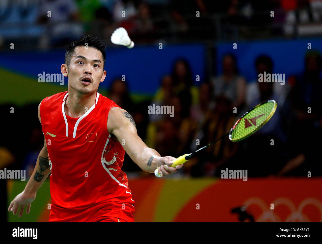 Rio de Janeiro, Brazil. 19th August, 2016. OLYMPICS 2016 BADMINTON - Dan LIN China (CHI) faces Lee Chong Wei of Malaysia (MAS) for the semi-finals of the Badminton 2016 Olympics held in Hall 4 Riocentro. Credit:  Foto Arena LTDA/Alamy Live News Stock Photo