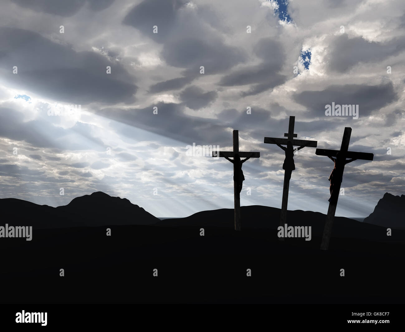 crucifixion and drame sky Stock Photo