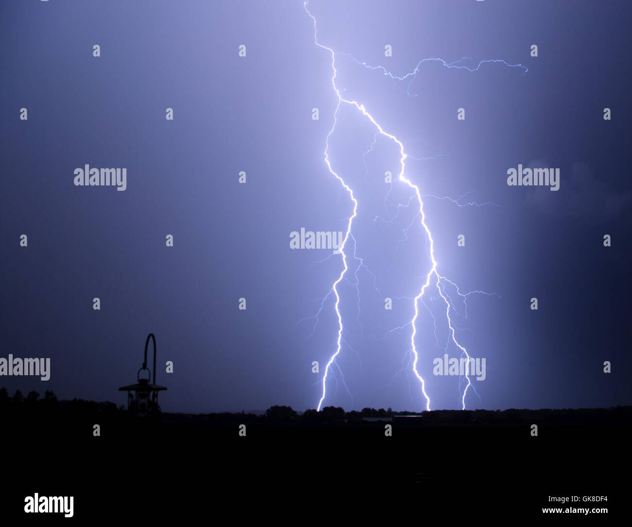 Lightning Strike at Night Stock Photo - Alamy