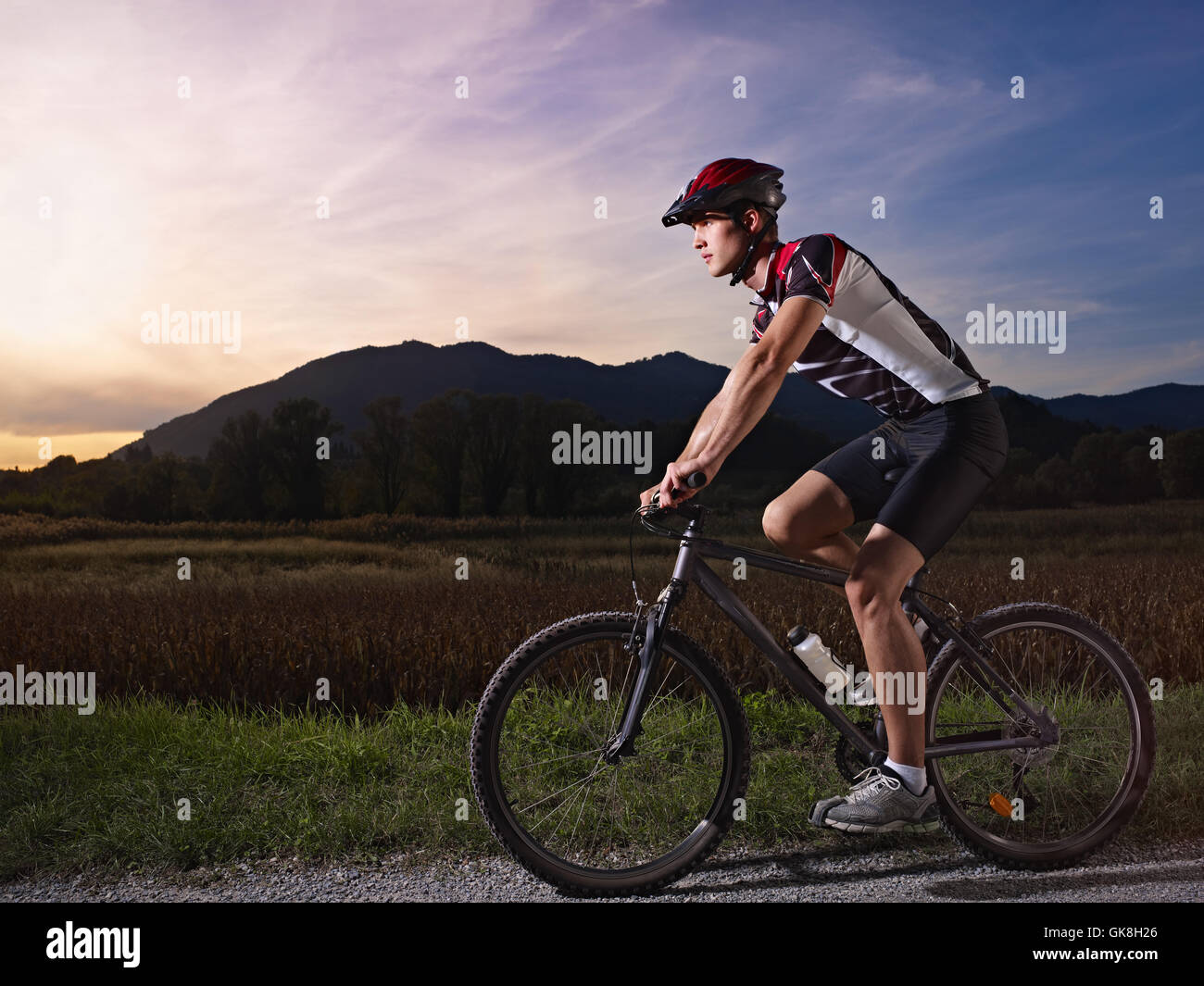 biker riding bike Stock Photo