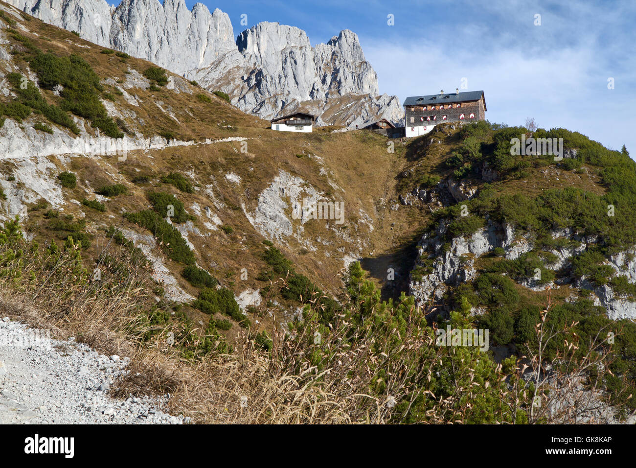 mountain hiking in the zahmer kaiser,tyrol,austria Stock Photo