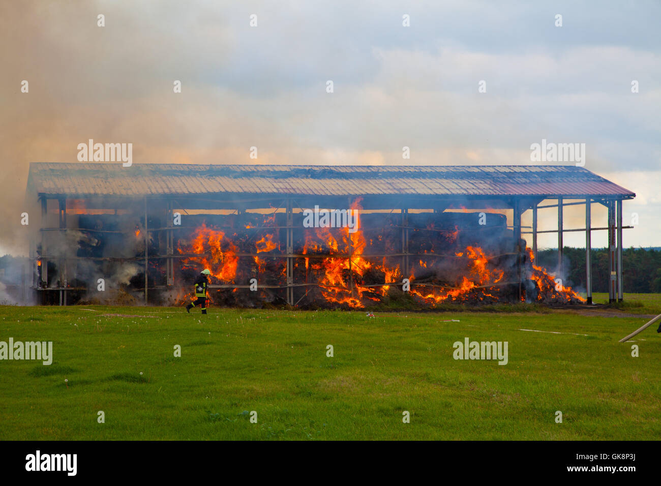 fire conflagration fire brigade Stock Photo