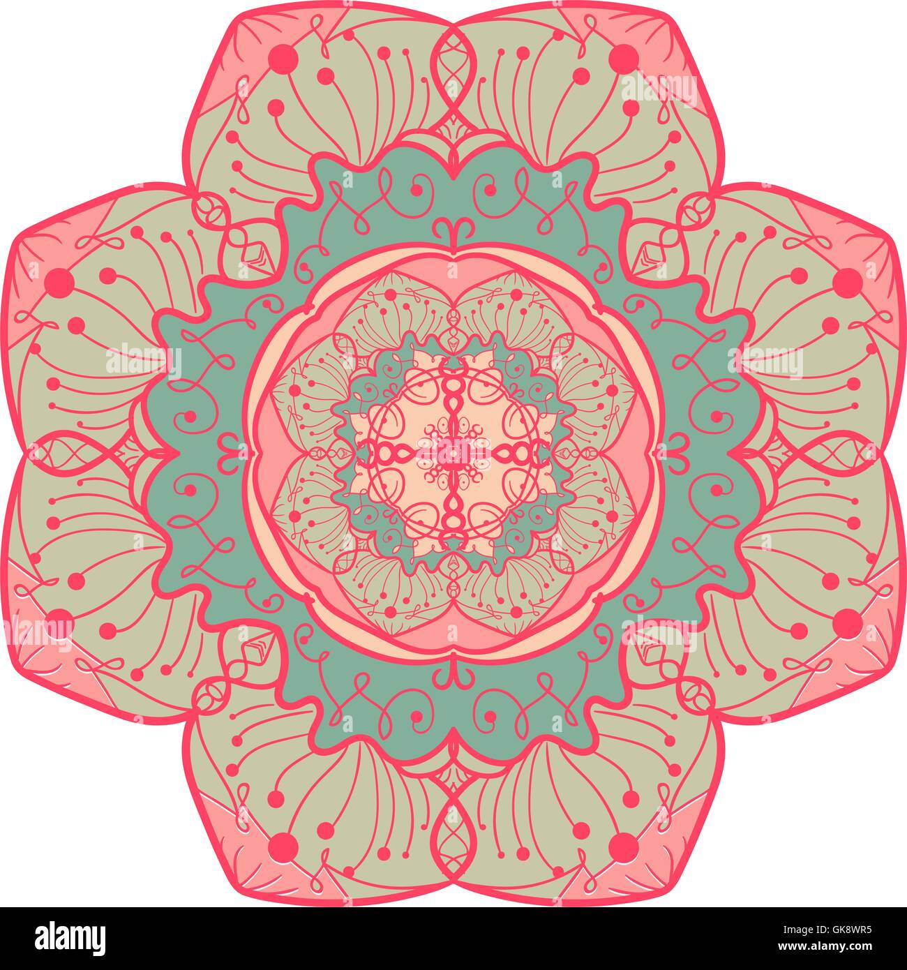 Hand drawn Mandala in arabic, indian, islam and ottoman culture