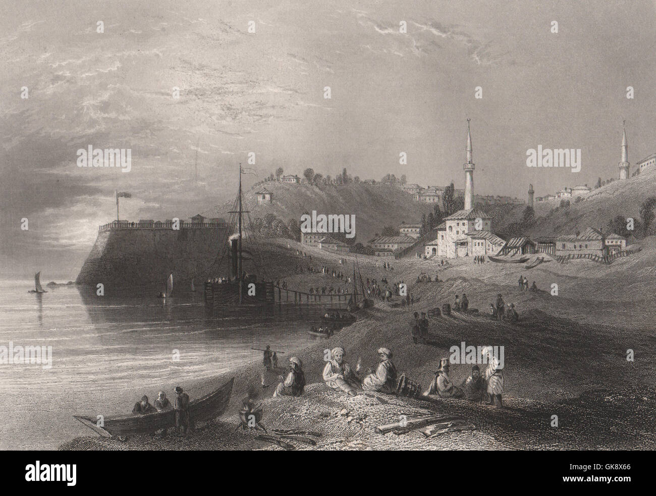 Rousse (Ruse), Bulgaria. Danube Donau. BARTLETT, antique print 1840 Stock Photo