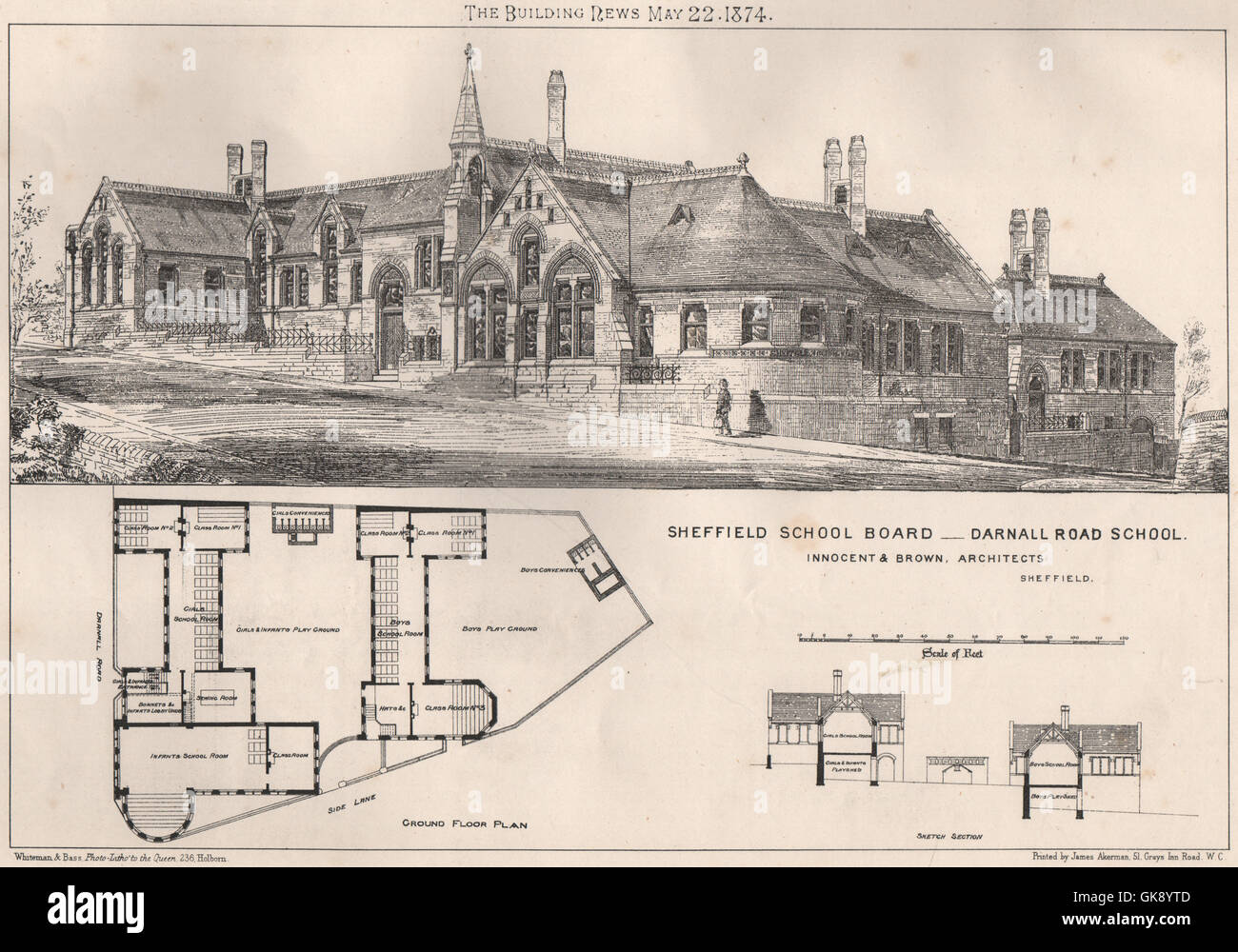 Sheffield School Board Darnall Road School; Innocent & Brown