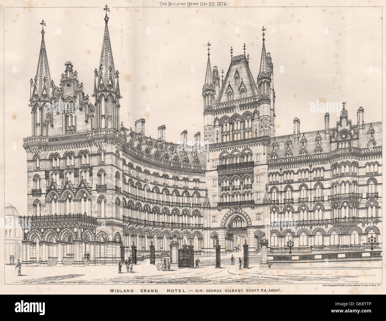 Midland Grand Hotel; Sir George Gilbert Scott, R.A., Architect. St Pancras, 1874 Stock Photo