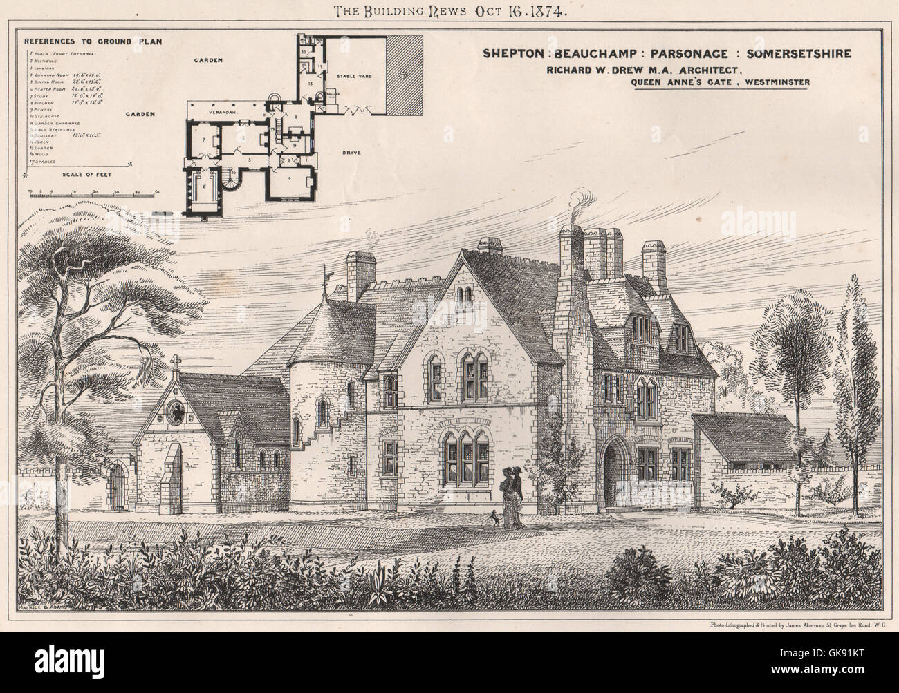 Shepton Beauchamp Parsonage, Somerset; Richard W. Drew M.A. Architect, 1874 Stock Photo