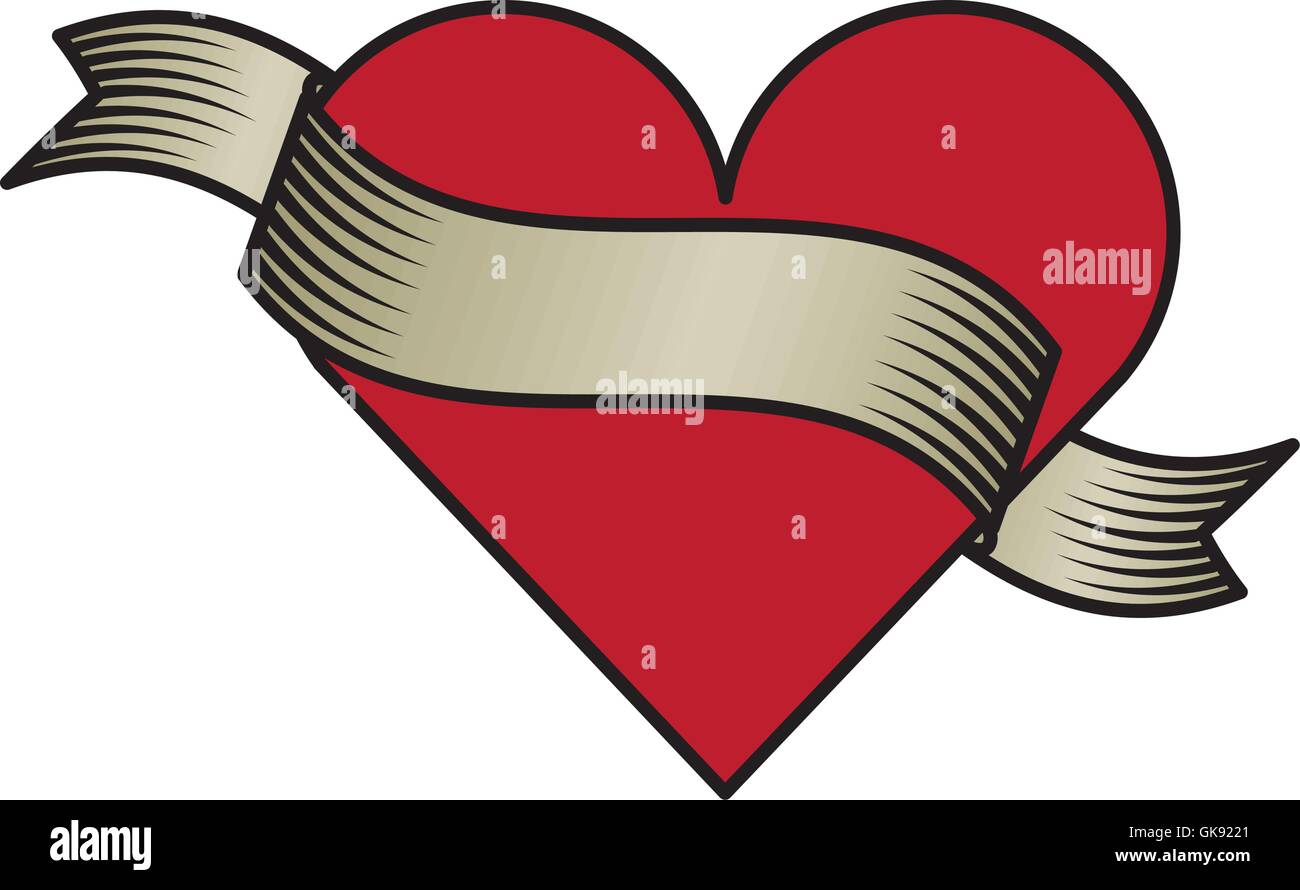 Heart And Ribbon Drawing