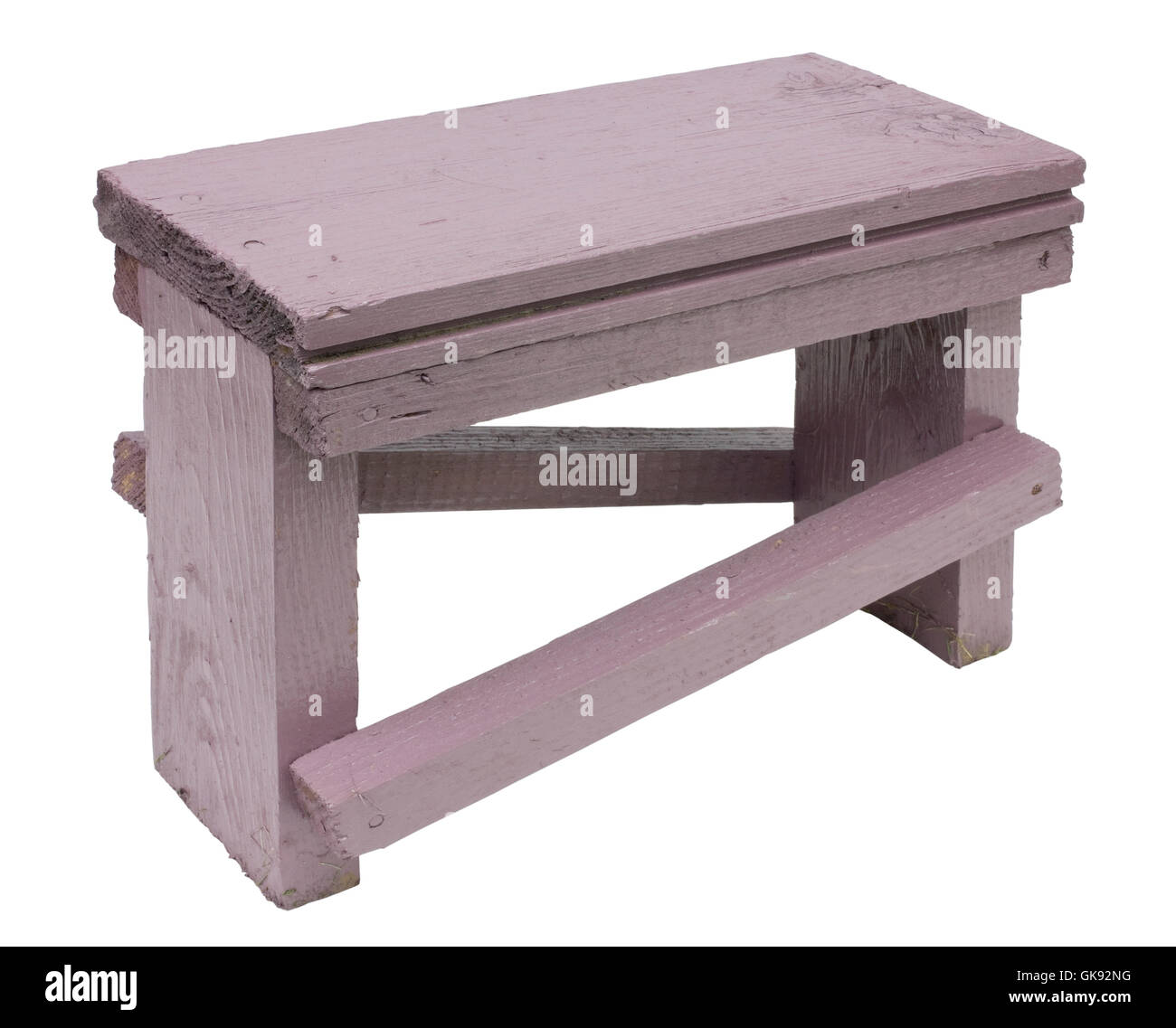 The Micro Handmade Garden Small Bench Is Painted With Lilac Paint Isolated With Patch Stock Photo Alamy