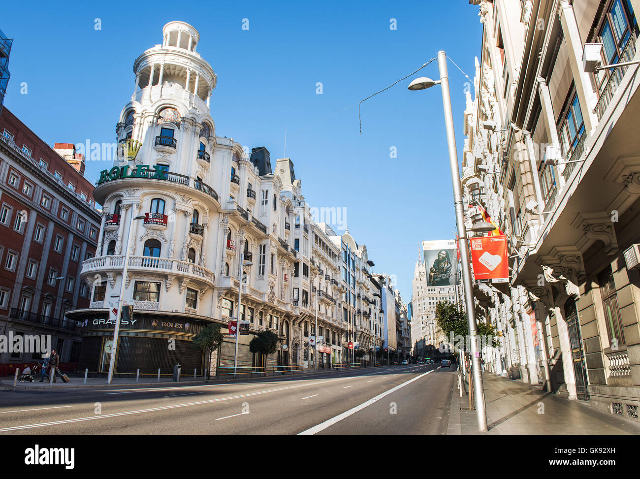 MADRID, SPAIN - Nov.8, 2015: View Gran Via - one of the main streets on November 8, 2015 in Madrid, Spain Stock Photo