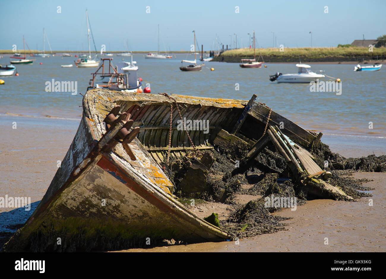 Old Boat on the River Ore in Orford Suffolk England Stock Photo