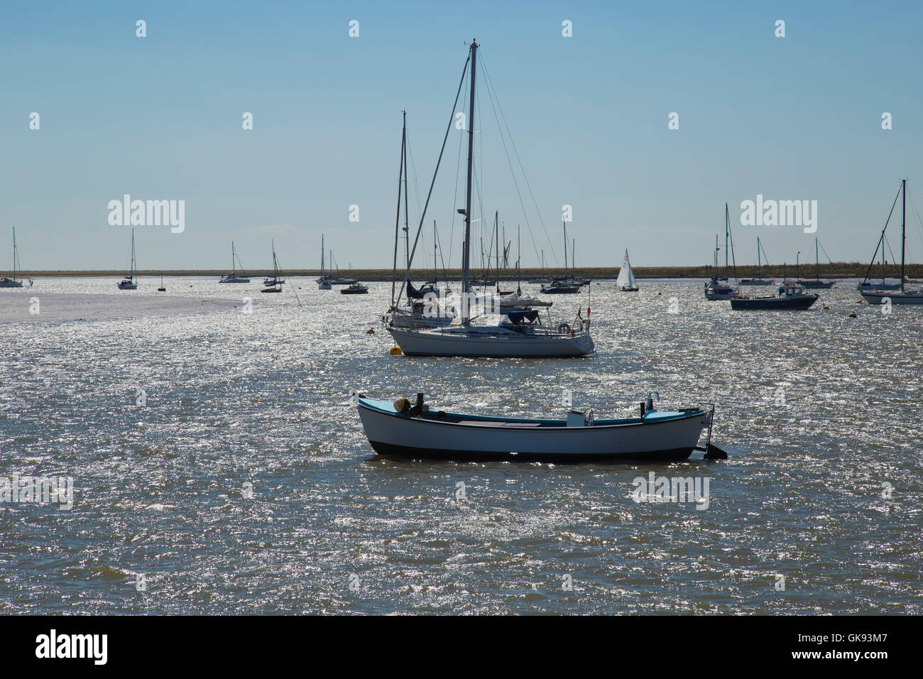 Boats on the River Ore in Orford Suffolk England Stock Photo