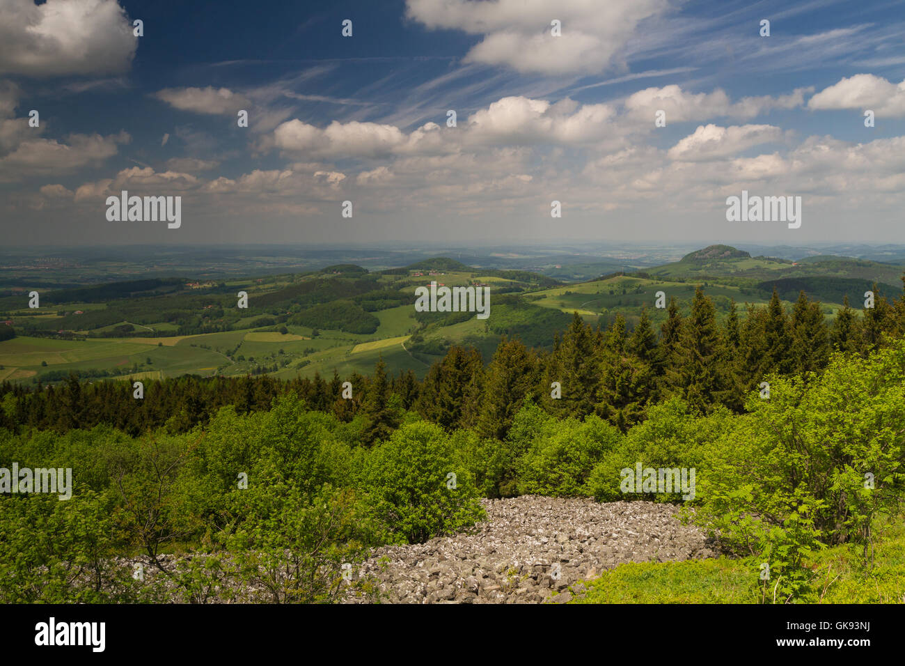 Viewpoint Wasserkuppe of the Rhoen low mountain range, Hessen, Germany Stock Photo