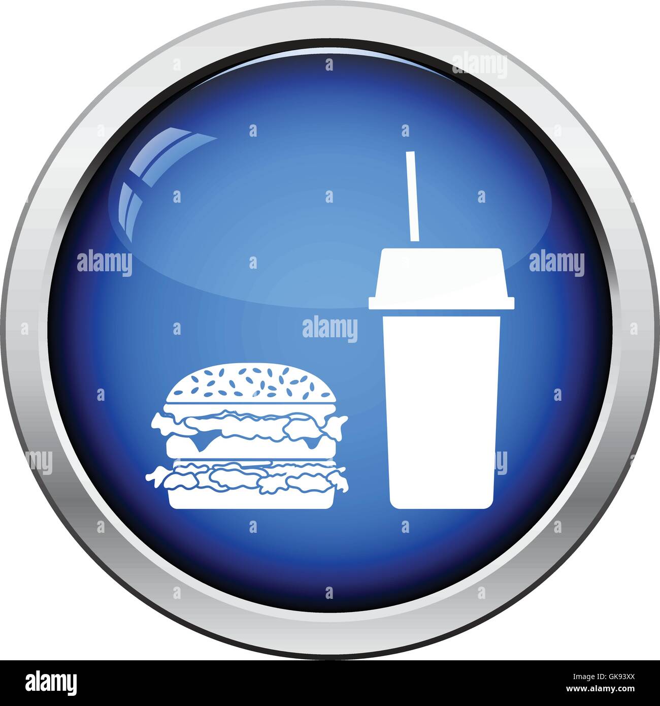 Fast food icon. Glossy button design. Vector illustration Stock Vector ...