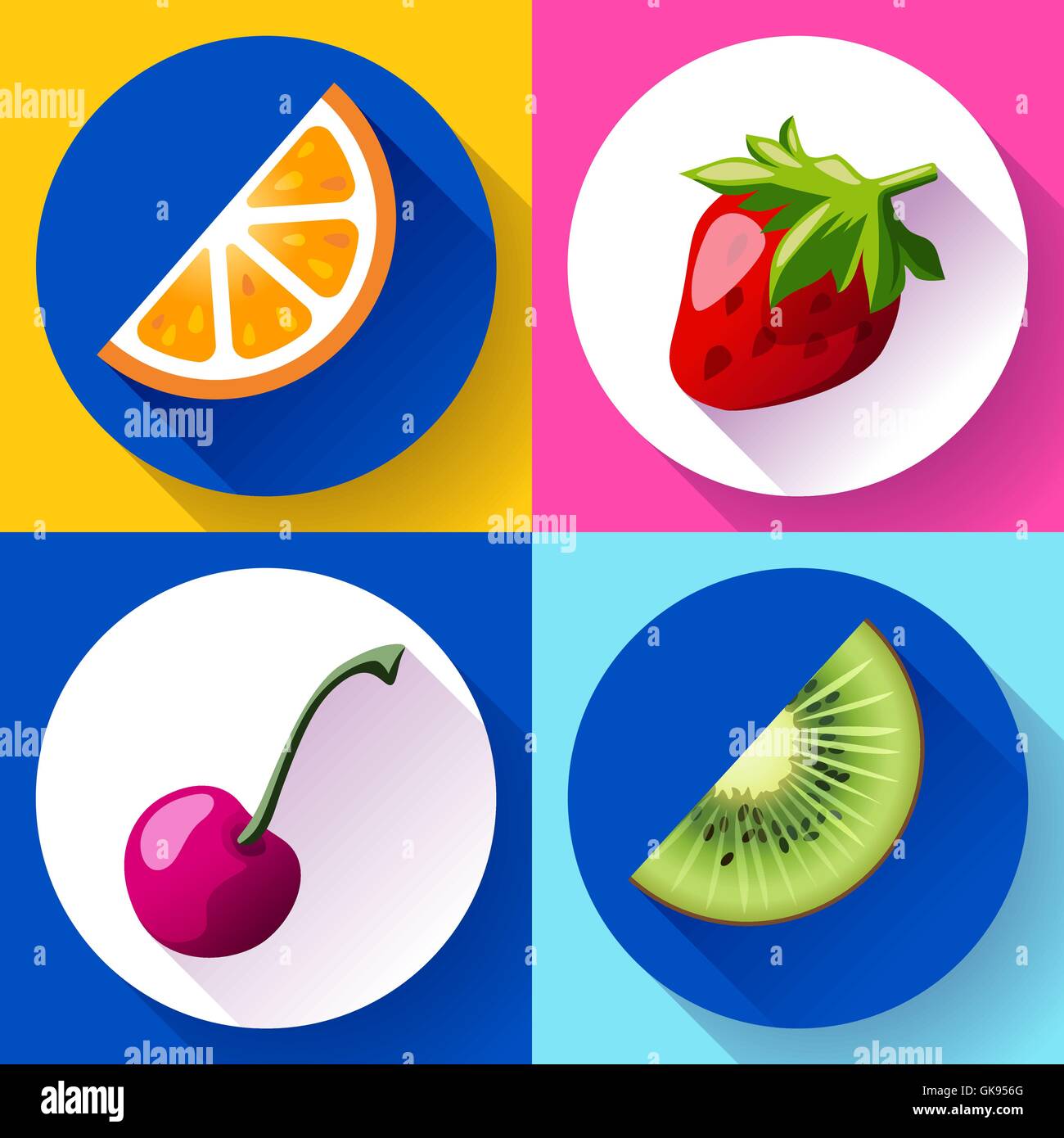 Set of flat design icons for fruits Stock Vector Image & Art - Alamy