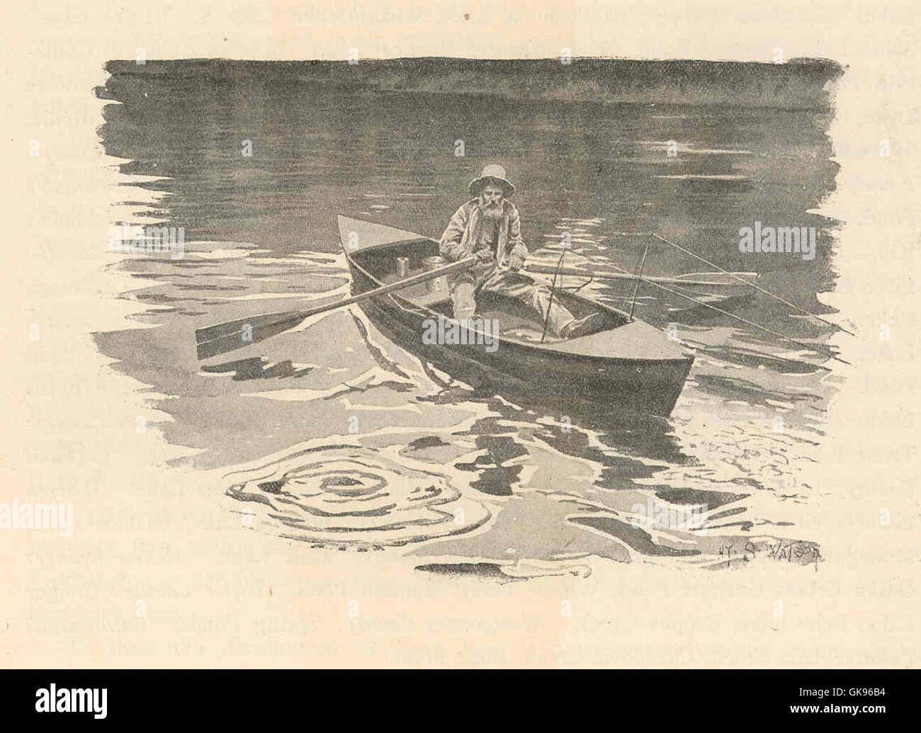 Fisherman in boat sketch hi-res stock photography and images - Alamy