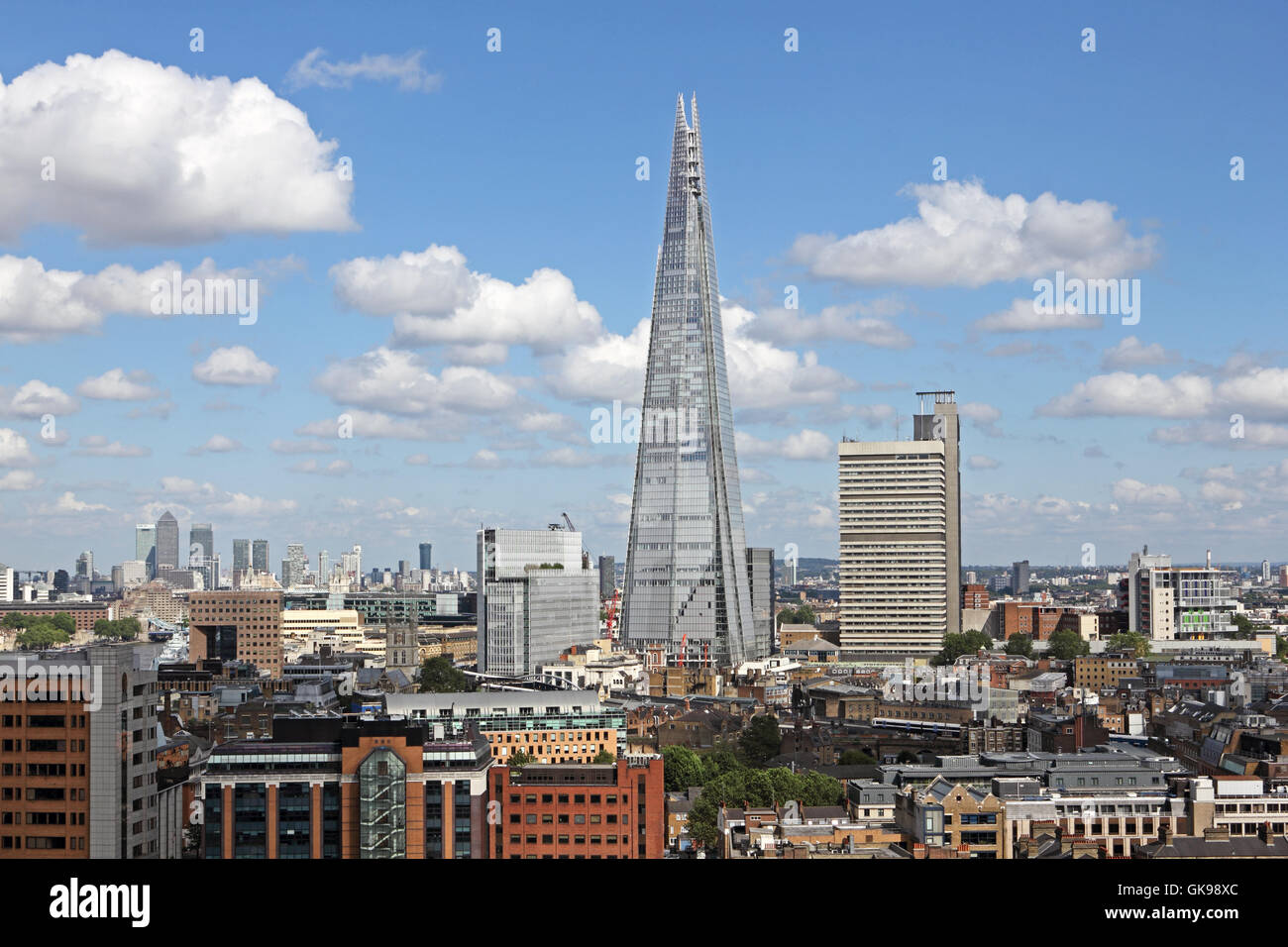 The Shard Modern glass building viewed from the Tate Modern in London, England, UK. Stock Photo