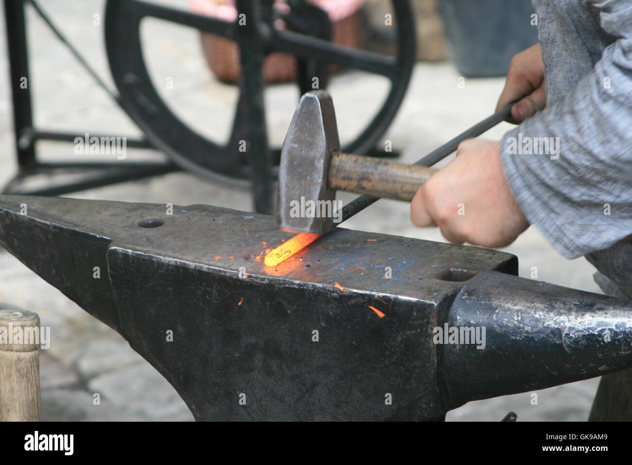 blacksmith on the anvil Stock Photo