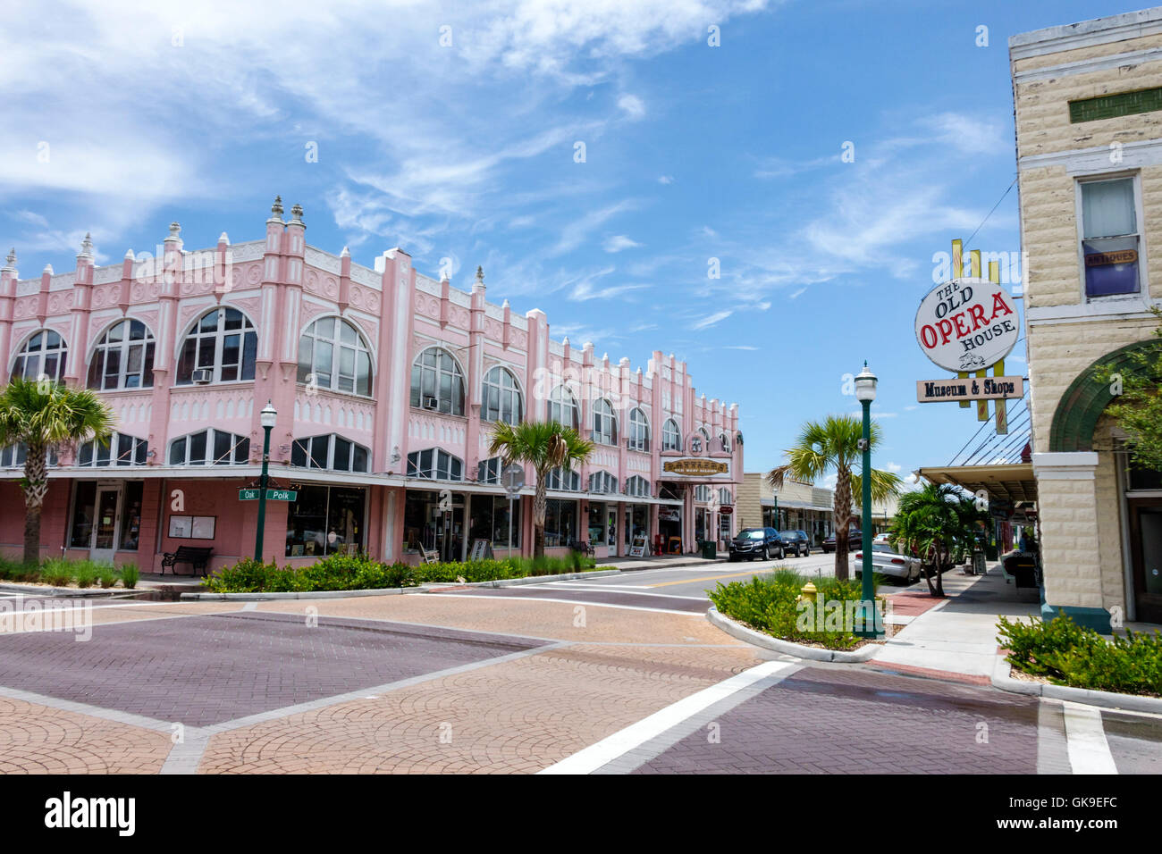 Florida Arcadia,historic downtown,antiques district,street scene,buildings,Rosin Arcade building,1920,Old Opera House,museum,shops,storefront,quaint,m Stock Photo