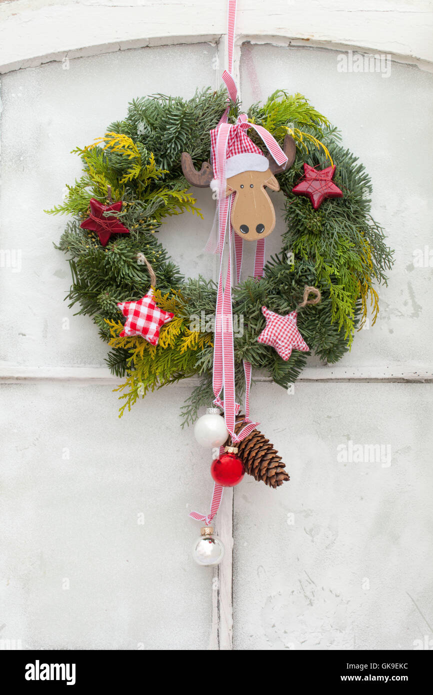 christmassy door wreath Stock Photo