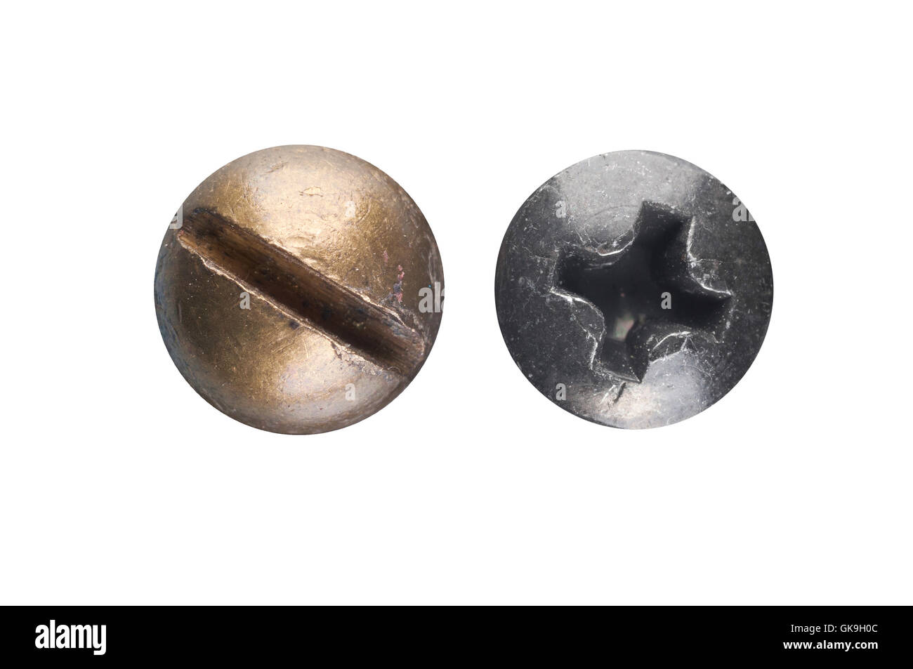 screws isolated closeup Stock Photo
