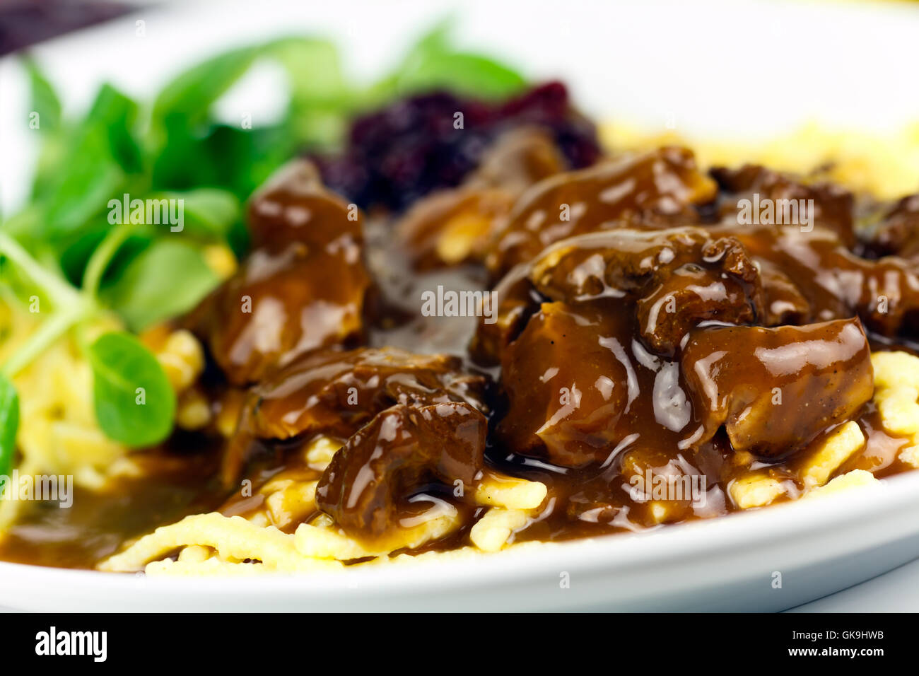 Deer ragout with spaetzle hi-res stock photography and images - Alamy