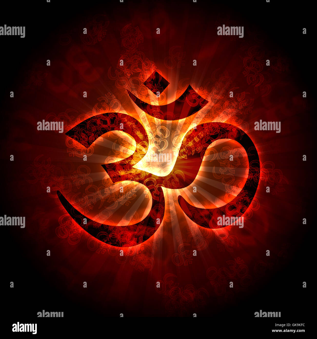 Burning Aum Symbol Stock Photo Alamy