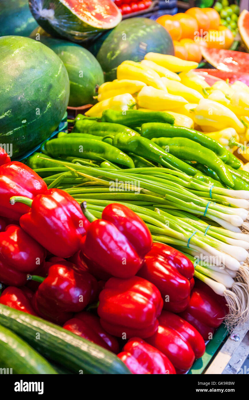 Budapest Central Market Hall (Lszamu Vasarcsarnok) Stock Photo