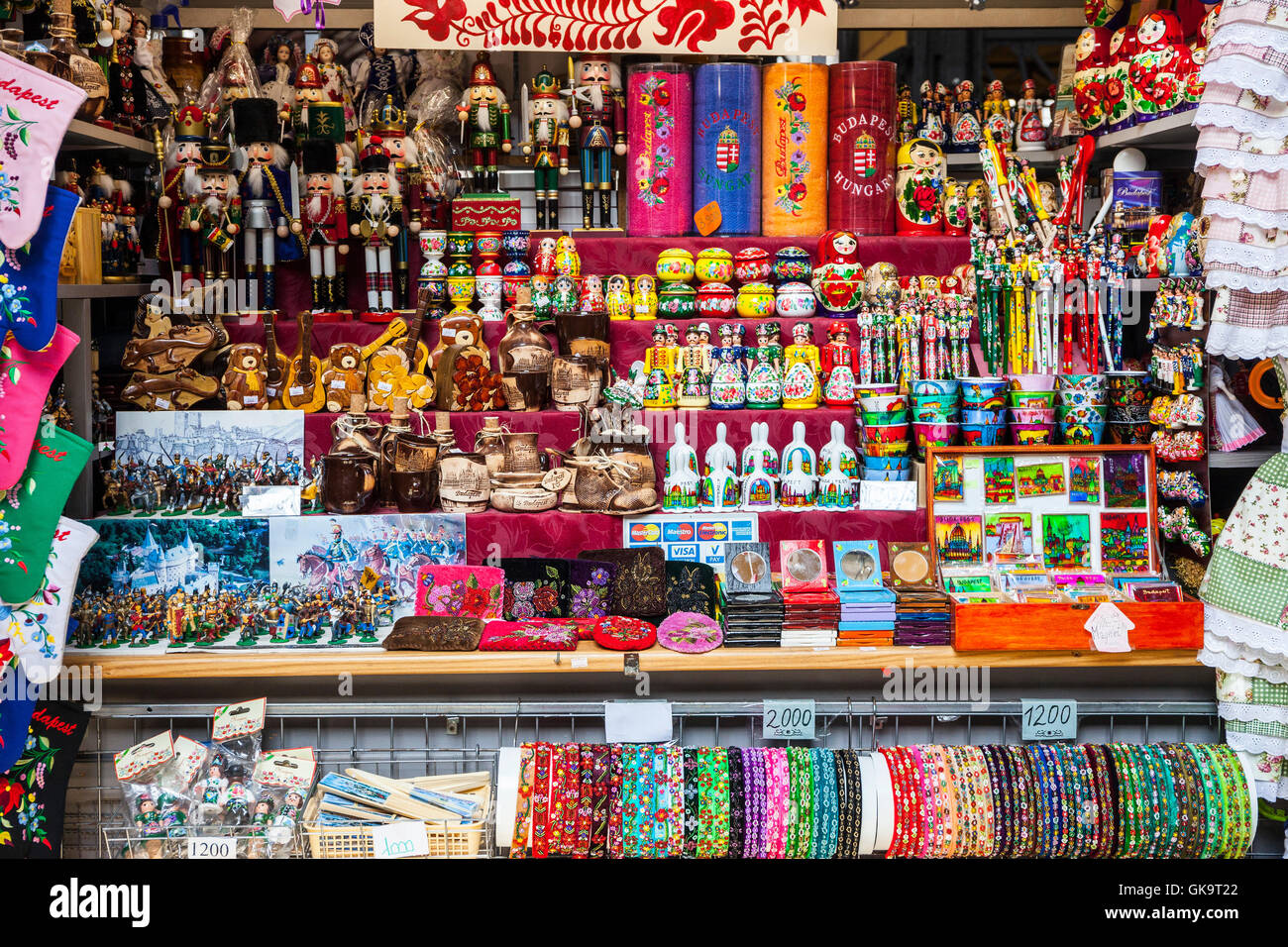 Handmade souvenir dolls in Budapest, Hungary in the Great Market Hall