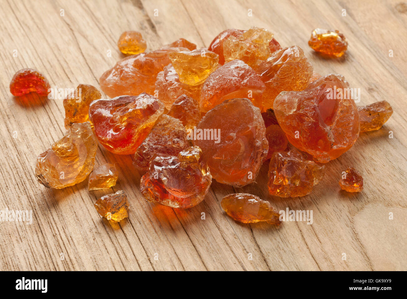 Heap of pieces of Gum arabic Stock Photo