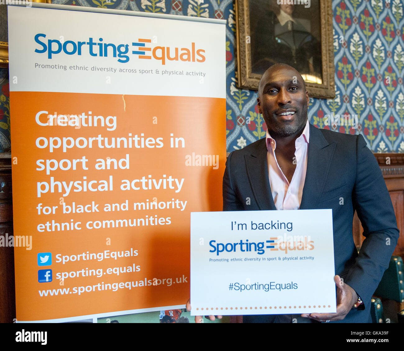 Sol Campbell and other sporting celebrities and parliamentarians attend an event organised by ‘Sporting Equals’ promoting ethnic diversity in sport and physical activities. Sporting Equals goal is to promote opportunities in sport for black and minority e Stock Photo