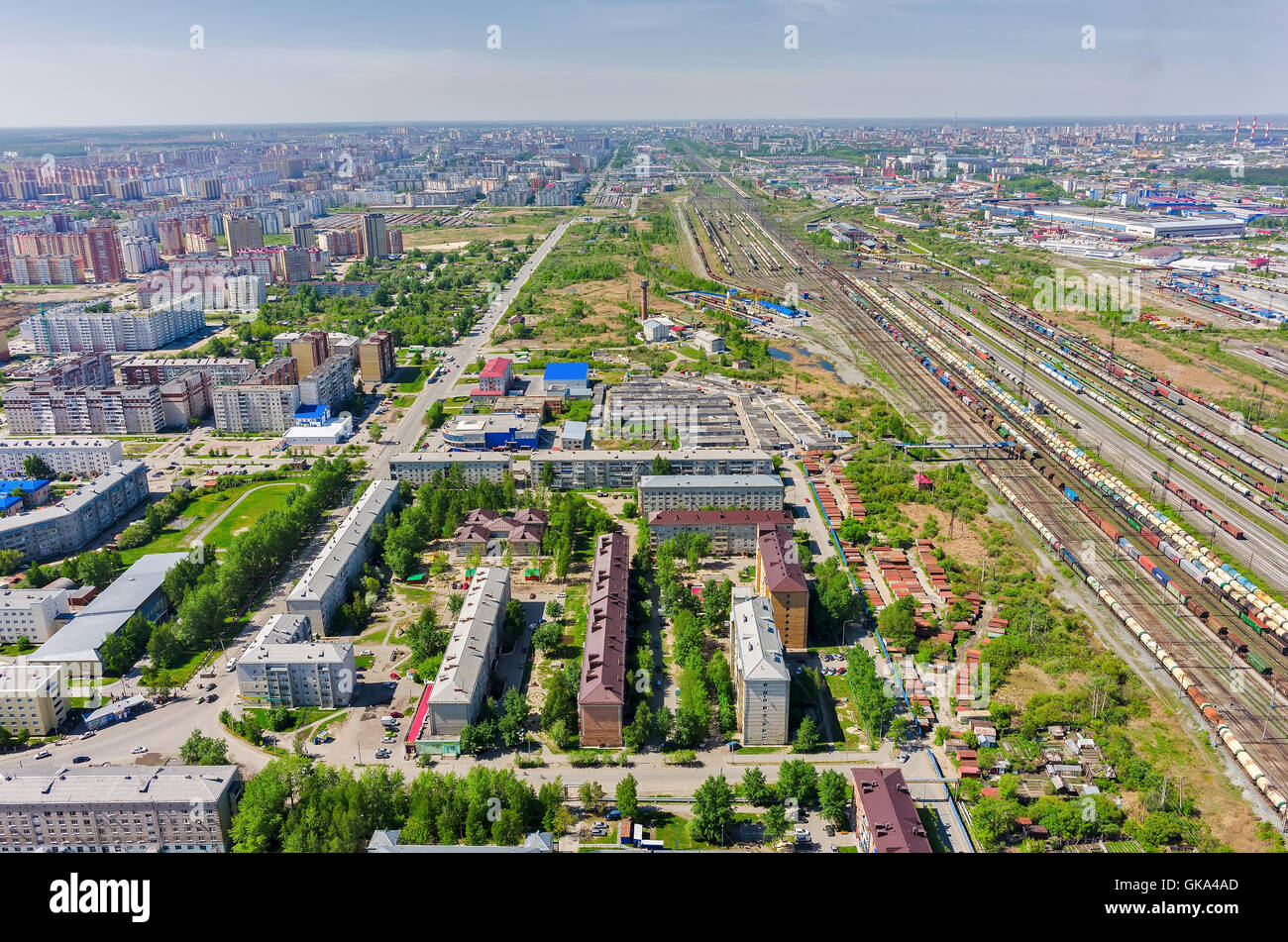 Voynovka railway node. Industrial district. Tyumen Stock Photo