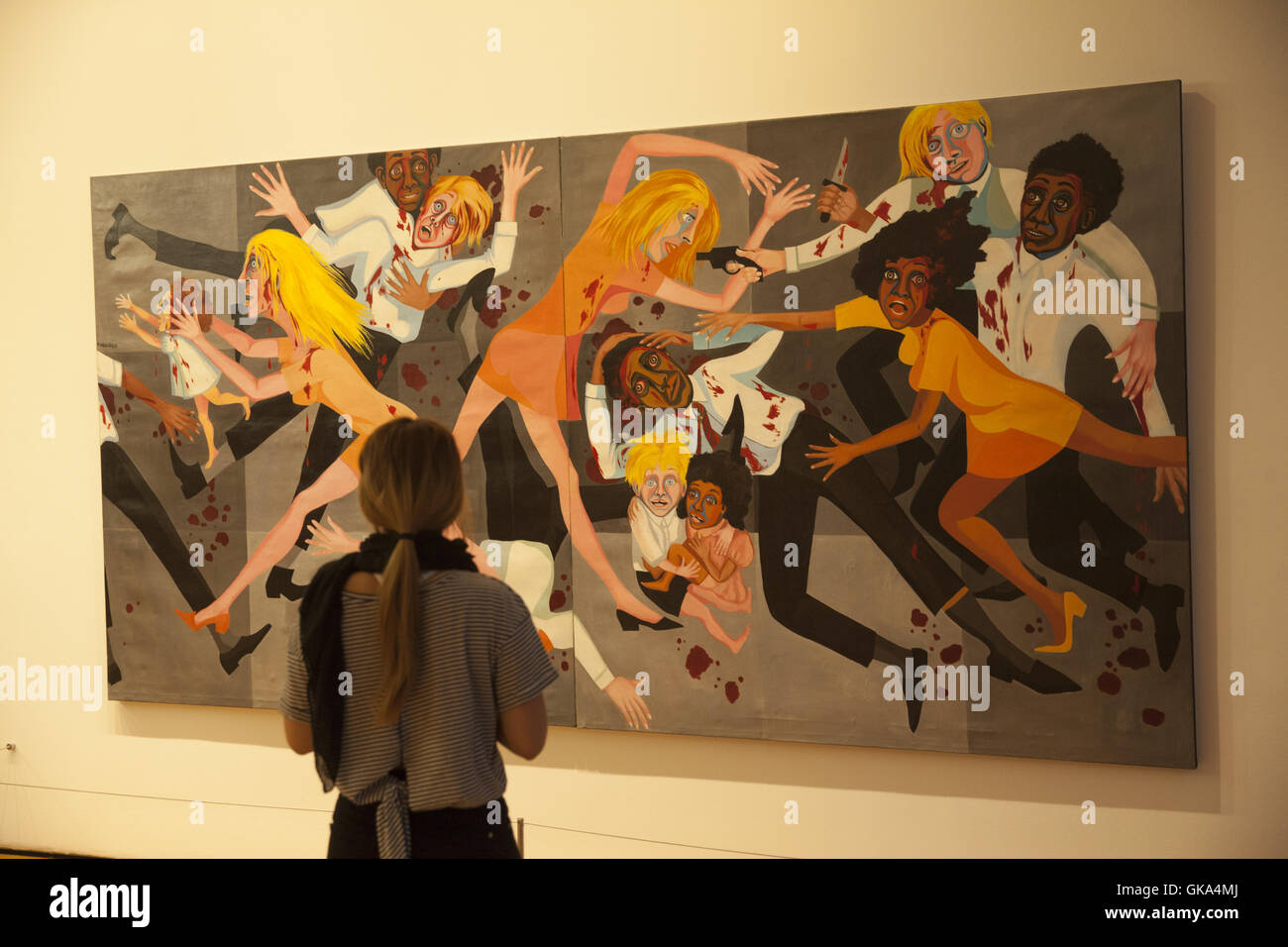 American People Series #20: Die, 1967. Oil on canvas, by Faith Ringgold, b. 1930. (Evokes US race riots from the 1960's) MoMA Stock Photo