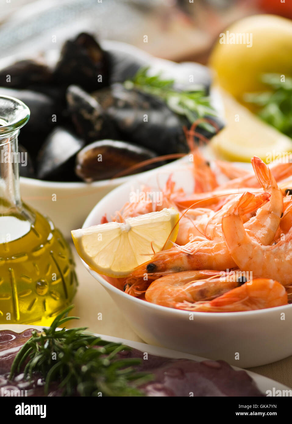 shrimp raw food Stock Photo