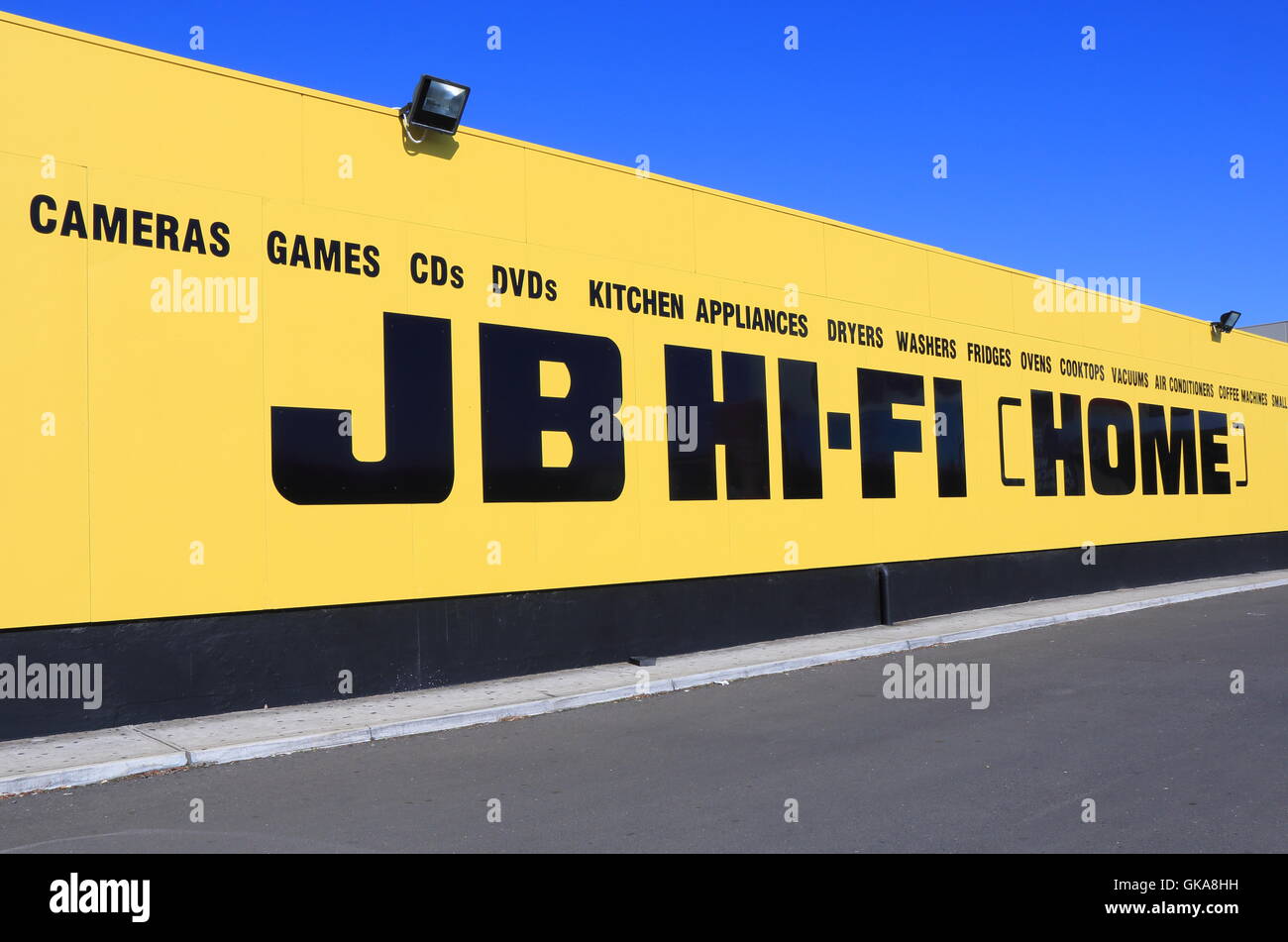 JB HI-FI shop Australia,  Australian CD DVD games and consumer electronics chain store founded in 1974. Stock Photo